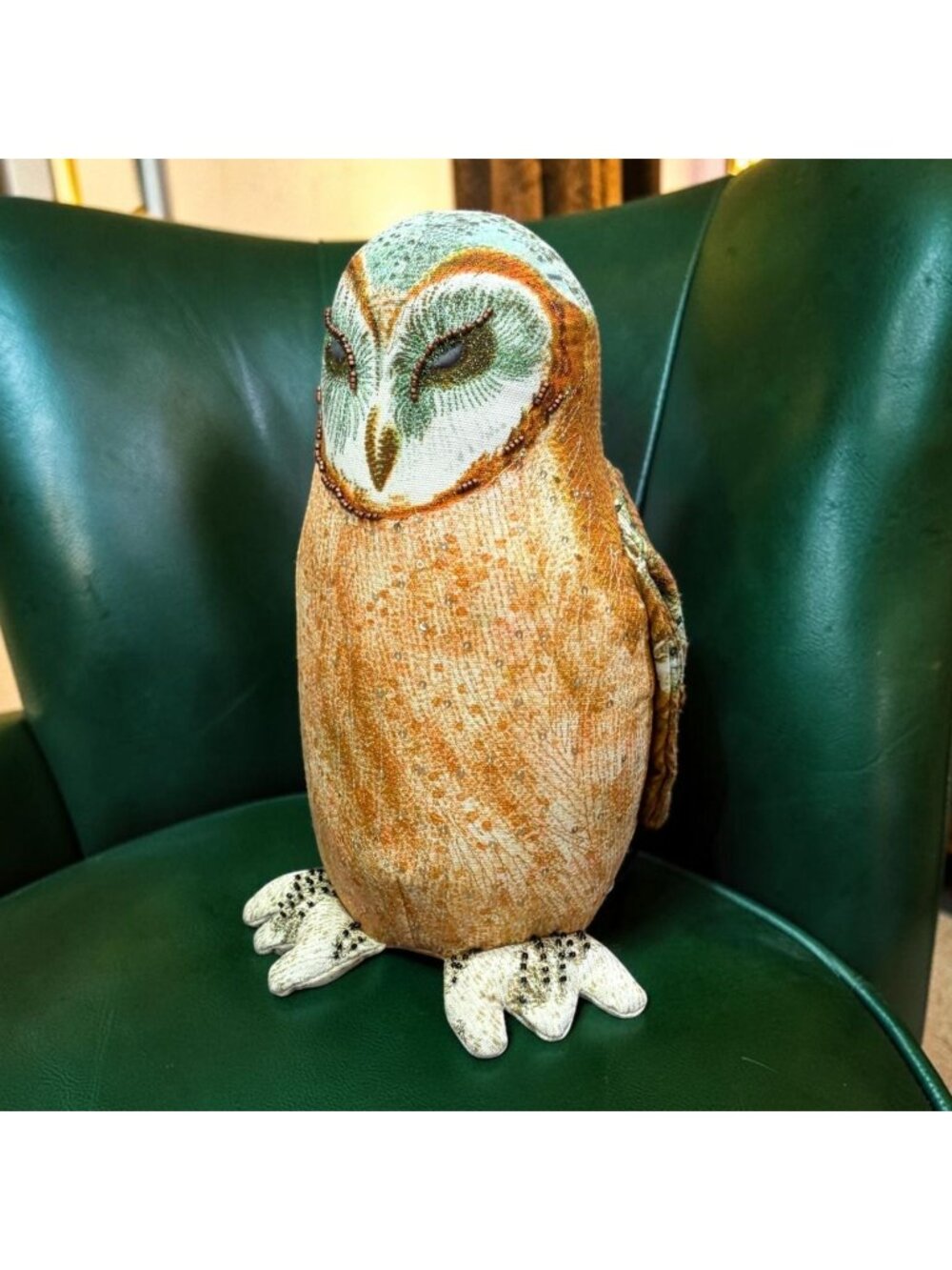John Derian Target Barn Owl Plush Pillow Sequin Beaded Decor NWT 13"